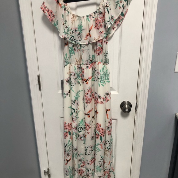 Bailey Blue Floral Print Maxi Dress Ruffle Size Large NWT Nordstrom - Picture 11 of 16